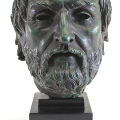 Lot 15: Metal Bust of Aristotle on Metal Base 
