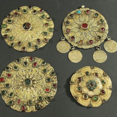 Lot 230: Lot of 4 Middle Eastern Metal Pendants 