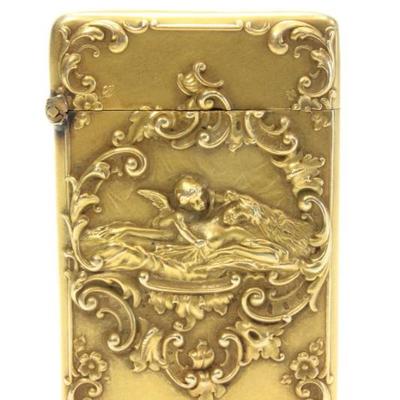 Lot 235: Art Nouveau 14K Gold Matchsafe 
