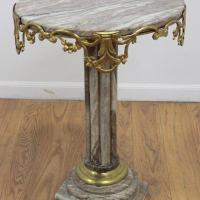 Lot 117: Marble & Bronze Side Table 