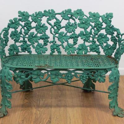 Lot 115A: Victorian Grape Wine Cast Iron Garden Bench 