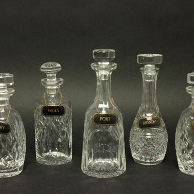 Lot 90: Lot of 5 Waterford Crystal Glass Decanters 
