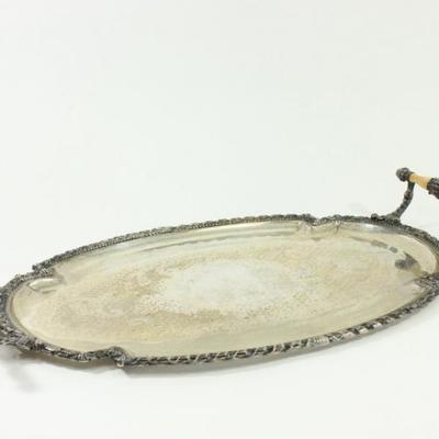 Lot 181: Italian 800 Silver Oval Tray with Bone Handles 