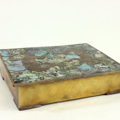 Lot 25: Brass & Abalone Box with Mermaids 