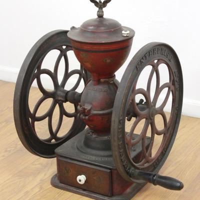Lot 310: Antique Enterprise Man Coffee Grinder 