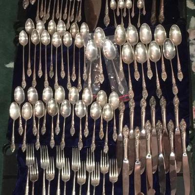 Huge set of Sterling; Westmoreland Enchanted Orchid, service for 12 plus completer pieces.