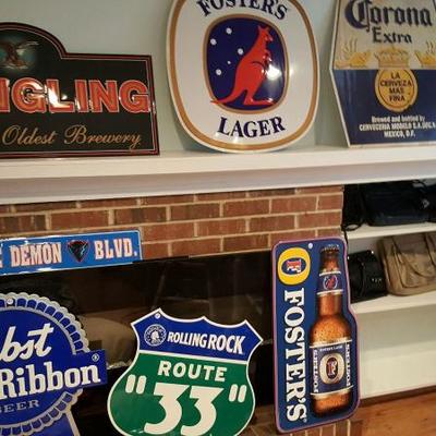 Collectible metal beer signs
