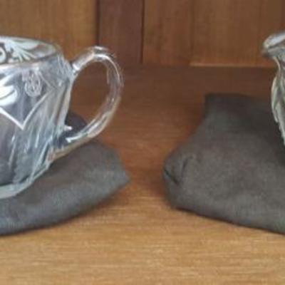 FWE081 Etched Glass Sugar & Creamer Bowls
