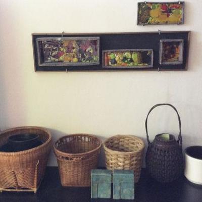 FWE004 Framed Ceramic Art , Woven Bamboo Baskets, More
