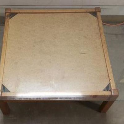 SLC099 Large Wood Footrest, Glass Table Top

