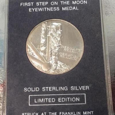 Sterling Silver Medal "First Step on Moon"