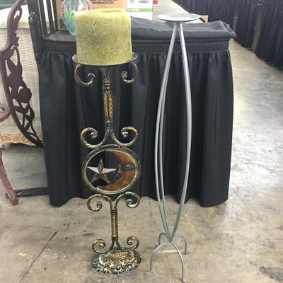 2 Tall Metal Candle & Holder