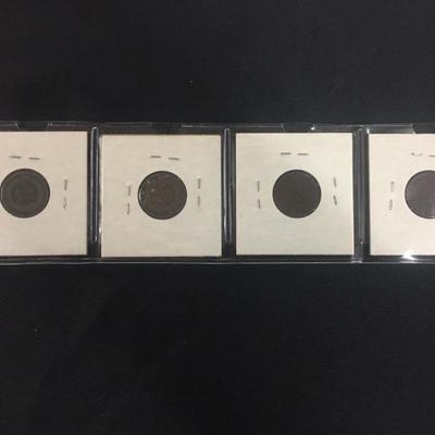 4 Indian Head Pennies-1899, 1902, 1903, 1904