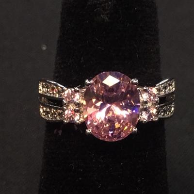 Pink Sapphire 925 Sterling Silver Ring Size 7