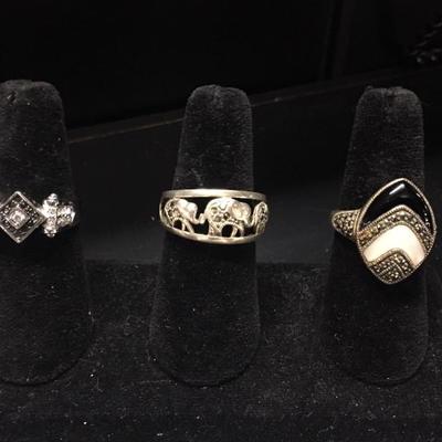 3 Silver Rings Size 9 & 9 1/2