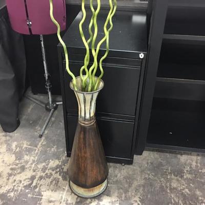 Metal Vase w/ Sticks