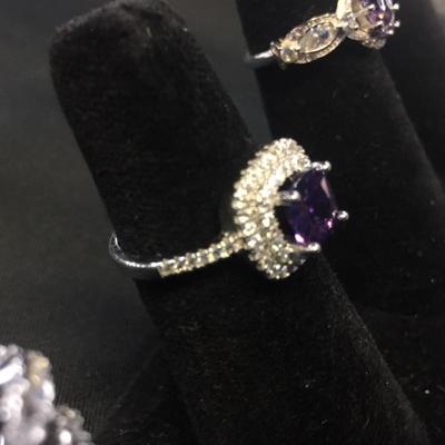 Purple Stone Ring 925 Sterling Silver Size 7