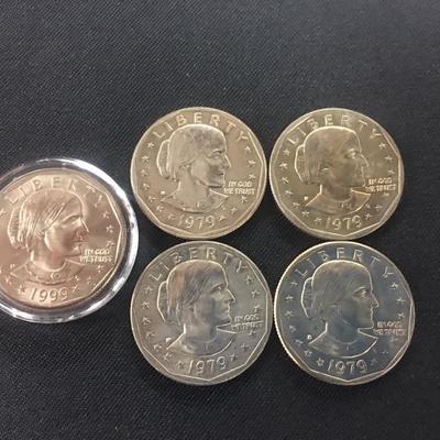 5 Susan B Anthony Dollars