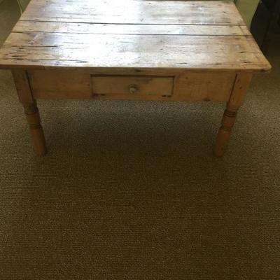Rustic antique square wooden coffee table 