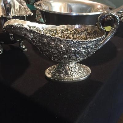 Repousse Sterling Silver Gravy Boat