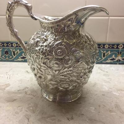 Repousse Sterling Silver Pitcher