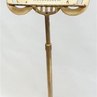 Vintage Classic Lyre Shaped Adjustable Brass Music Stand in Brass. Classic lyre shape, good quality. Heavy enough to serve as a book...