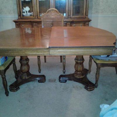 dining table with chairs, and pad