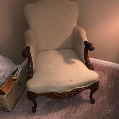  Family Heritage Estate Sales, LLC. New Jersey Estate Sales/ Pennsylvania Estate Sales. White Upholstered Arm Chair. 