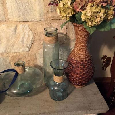  Family Heritage Estate Sales, LLC. New Jersey Estate Sales/ Pennsylvania Estate Sales. Glass Vases various sizes and shapes. Woven vase...