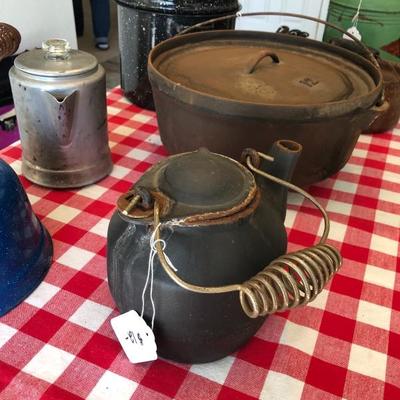 Cast iron cookware plus Teapots