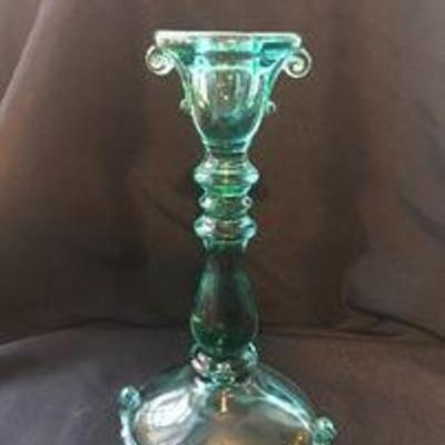 Imperial glass, double scroll, nu green. Asking: $30