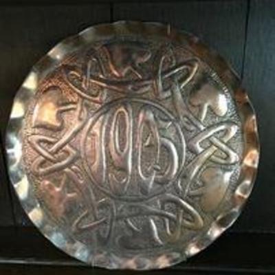 Art Nouveau copper plate. Vintage. Asking $32.