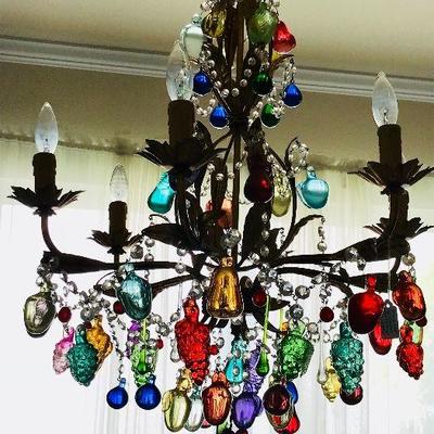 Vintage crystal fruit and teardrops chandelier. Asking $480