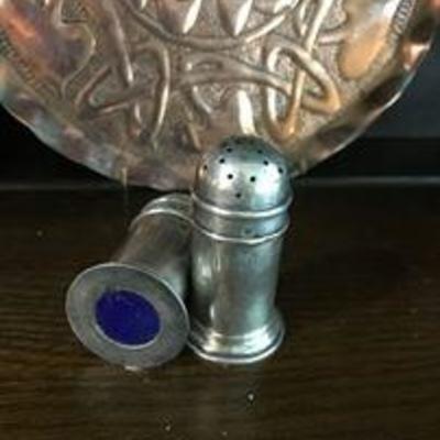 Vintage sterling silver and cobalt blue salt and pepper shaker. Asking: $18 for the set.