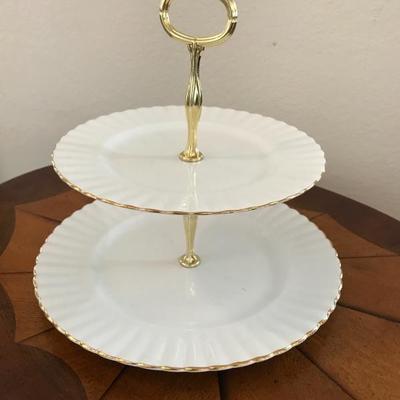 Val D'Or by Royal Albert. 2 tiered serving platters. Asking $30.
