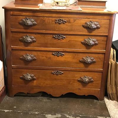 Beautiful 20's-30's chest of drawers with handles that are grapes. Was $420 now $300.