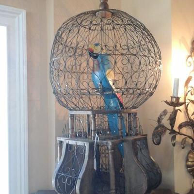 Great vintage wire and wooden birdcage with parrot. Was $259 now $140.