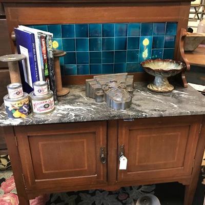 Vintage marble top and tiled back buffet. Was $350 now $275