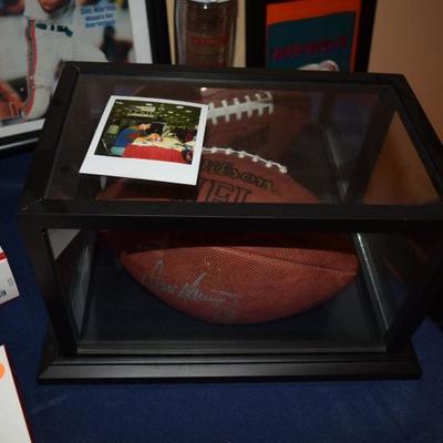Football in Case Signed by Dan Marino