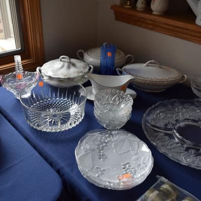 Glass trays, serving bowls