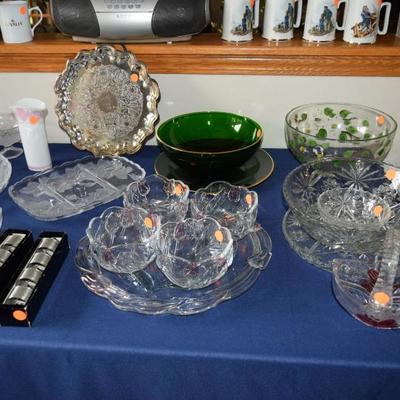 Glass bowls and serving pieces