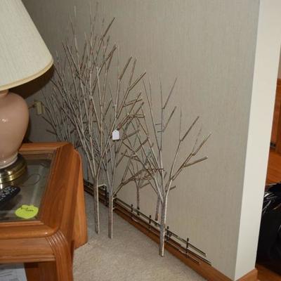 End table, lamp, tree decor piece
