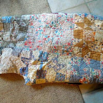 Vintage feedsack quilt for scrap crafting pieces