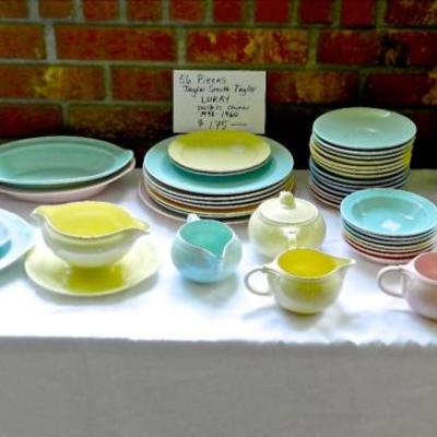 56 pieces of vintage Taylor Smith and Taylor Luray Pastels China. sold as lot.