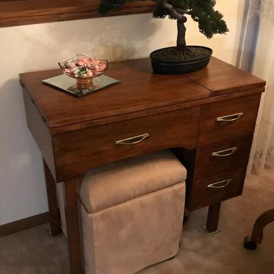 New Home Sewing Machine in cabinet
