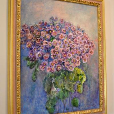 Floral still life painting signed 
