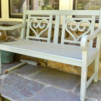 Painted wood outdoor bench
