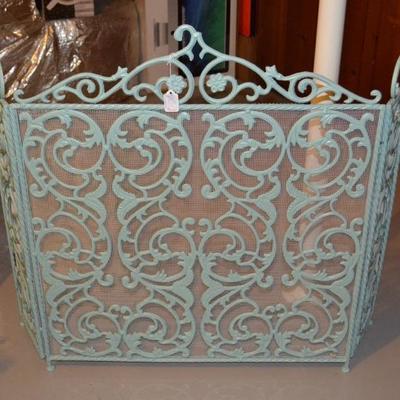 Painted iron fireplace screen
