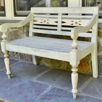 Painted wood outdoor bench