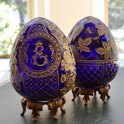 Russian cobalt glass eggs